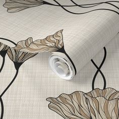 an image of a wallpaper with flowers and leaves on the background in neutral colors