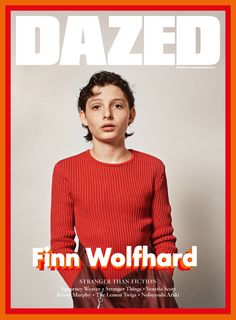 the cover of dazed magazine features a young woman in a red sweater and black pants