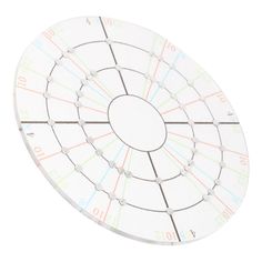 a white disk with colored lines on the side and numbers in different colors around it