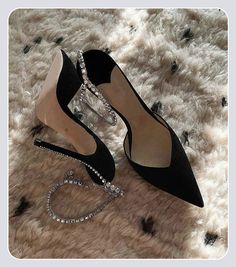 Heel Height: High (5cm-8cm)Sandal Type: Modern SandalsHeel Type: Thin HeelsLining Material: Bonded LeatherFashion Element: BlingClosed mode: Ankle-strap bucklePopular elements: Low-cut rhinestone Jimmy Choo Heels, Fancy Shoes, Rhinestone Heels, Shoe Inspo, Aesthetic Shoes, Pretty Shoes