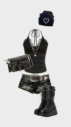 #fashion #fahsionista #grunge #y2kaesthetic #y2k #grungefashion #womensfashion #90sgrunge Grey Day Outfit, Grunge X Y2k, Grunge Outfits Y2k, Y2k Looks, Concert Ideas Outfit, Alt Y2k Outfits, Fashion Y2k, New Rock Outfit