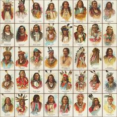 Antique Tobacco Card Native American Indians Collage - Art Print from Wallasso - The Wall Art Superstore Native American Tribes Map, Native American Photos, Indian Tribes, Native American Peoples, We Are The World