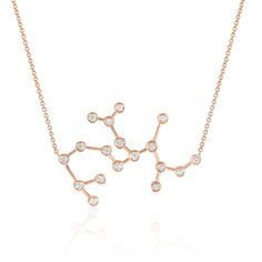 Sagittarius Diamond Constellation Necklace - Logan Hollowell Jewelry Logan Hollowell, Sagittarius Necklace, Sagittarius Constellation, Constellation Jewelry, Constellation Necklace, Astrological Sign, Rose Gold Necklace, White Sapphire, Jewelry Care