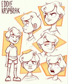 an image of some cartoon characters with different expressions on their face and body, including the head