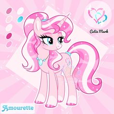 a pink pony with stars on it's face and the words cutie mark