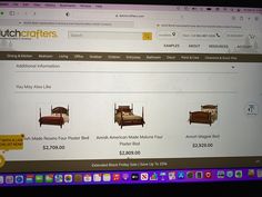 a computer screen showing the homepage for furniture stores, including beds and couches