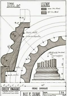 an architectural drawing shows the details for a column and other structures in which it is made