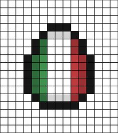 A small pixel art template of the Italian flag themed as an egg. Bracelet Keychains, Easy Pixel Art, Fuse Beads, Alpha Patterns