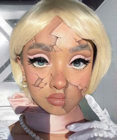 Puppet Makeup, Creepy Doll Makeup, Cracked Doll Makeup, Broken Doll Makeup, Doll Makeup Halloween, Doll Face Makeup, Teknik Makeup, Porcelain Doll Makeup