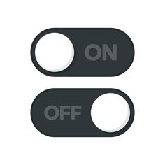 two black buttons with the words on and off