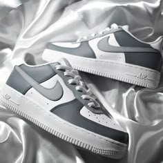 Nike Air Force 1 Gray, Gray Air Force 1, Nike Gifts, Air Force 1 Custom, Custom Air Force 1, Nike Air Shoes, Cute Nike Shoes, Shoes Air