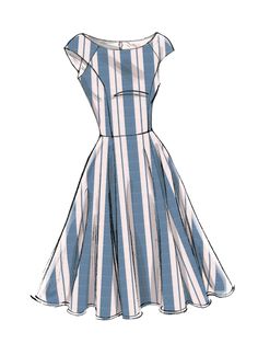 a blue and white striped dress on a white background