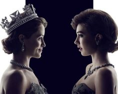 two women wearing tiaras looking at each other