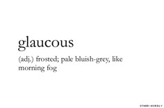 the words glaucous are written in black and white