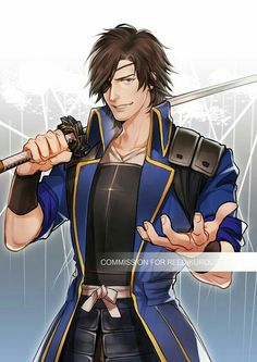 an anime character holding two swords in his hands