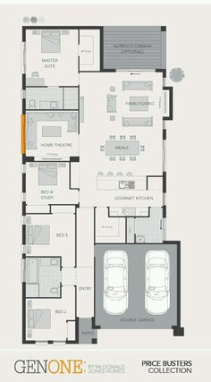 the floor plan for an apartment with two garages and three cars parked in it