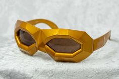 Walter Van Beirendonck Crystal Diamond Mask Sunglasses Gold Diamond Mask, Garment Inspiration, Linda Farrow Sunglasses, Mask Sunglasses, Walter Van Beirendonck, Purple Sunglasses, Round Ray Bans, Golden Yellow Color, White Sunglasses