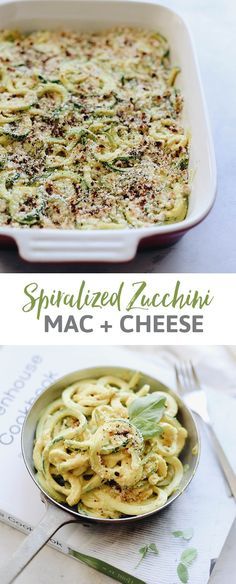 an image of spinach zucchini mac and cheese casserole