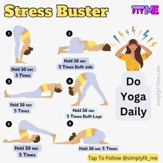 Here are the best yoga to try to get stress free.. #yoga #yogaeveryday Yoga For Stressless, Daily Yoga Routine, Yoga Steps, Yoga Education, Yoga Ideas, Yoga Playlist, Best Yoga Poses, Yoga Cards