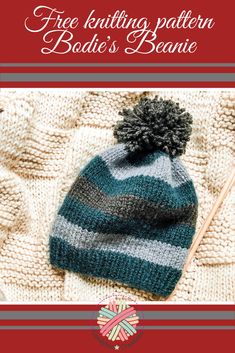 a knitted hat with the title free knitting pattern bode's beanie