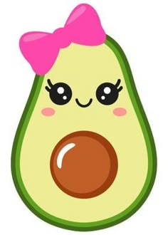 an avocado with a pink bow on its head