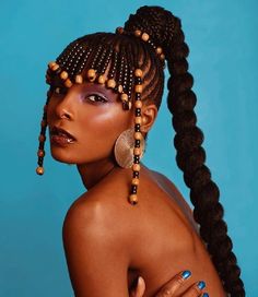 Braids And Beads, New Braided Hairstyles, Tan Skin Blonde Hair, Simple Hairstyle, American Hairstyles, Braided Ponytail Hairstyles, Braids With Beads, Natural Hair Styles Easy, Cornrow Hairstyles