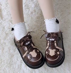 FREE SHIPPING!!! Material: PU leather Size listing is U.S. size, please give a look to the size table picture then chose the size you need. Origin: Made in China Alt Shoes, Mary Janes Shoes, Y2k Aesthetic Fashion, Dr Shoes, Kawaii Shoes, Aesthetic Shoes, Heels & Wedges, Sole Shoes, Cute Bear