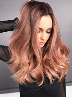 This New Line of Hair Color Makes It So Easy to Jump In on the Rainbow Hair Trends- Cosmopolitan.com Gold Ombre Hair, Rose Gold Hair Ombre, Gold Hair Colors, Hair Color Rose Gold, Guy Tang, Hair Color Highlights, Hair Color Balayage