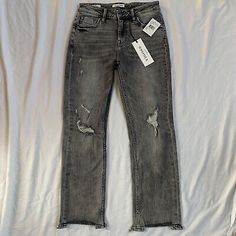 NWTs Vigoss Stevie Jeans Sz 25 Crop Straight Ankle Acid Wash Grey Distress Denim | eBay Distress Denim, Grey Suspenders, Straight Ankle Jeans, V Logo, Acid Wash Denim, The Gray, Ankle Jeans, Acid Wash, Pocket Design