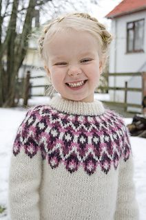 Blossi is a unisex children’s sweater knit with Léttlopi. The pattern is available in both English and Icelandic. It is knit in the round from the bottom up on 4.5 mm (US 7) needles. The sweater is seamless except for the underarms which are grafted using Kitchener stitch. The pattern is for sizes 2-8 years and is published in English and Icelandic. Kids Knitting Patterns, Norwegian Sweater, Icelandic Sweaters, Fair Isle Knitting Patterns, Fair Isles, Kids Library, Knit In The Round, Fair Isle Knitting, Fair Isle Sweater