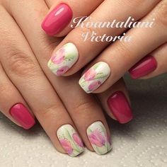 100+ Summer Nail Arts That You Will Try Red Nail Art Designs, Hot Pink Nails, Cute Nail Art Designs, Spring Nail Colors, Nail Swag, Art Simple, Nails Desing