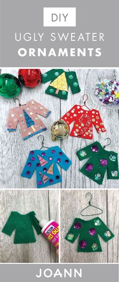 the instructions to make ugly sweater ornaments