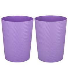 two purple cups sitting next to each other