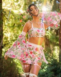 Let your inner rave fairy shine with the Pixie Petals Side Tie Skirt! It has a high-waist cut, ruffle hem, ribbon tie design, and gorgeous pink flowers all over. Adjustable side tie Fairy Rave Outfit, Side Tie Skirt, Top With Sleeves, Tie Outfit, Couples Accessories, Festival Gear, Fairy Dresses, Festival Shop, Tie Skirt