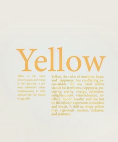 an orange and white poster with the words yellow on it