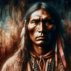 an artistic painting of a native american man