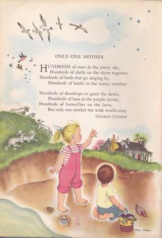 an old children's book about mother and child