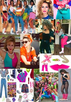 the collage shows many different outfits and accessories