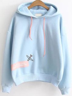 Stylish Hoodies, Trendy Hoodies, Sweatshirt Outfit, Sweatshirts Online, Blue Sweatshirt, Kawaii Clothes, Girls Fashion Clothes, Teen Fashion Outfits