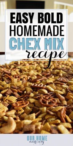 the homemade chex mix recipe is ready to be eaten