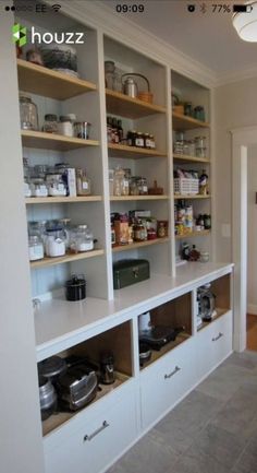 an empty pantry with many items on the shelves