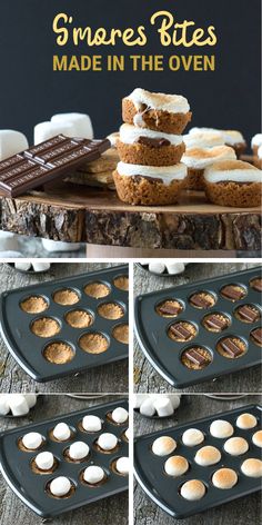 some desserts are being made in the oven with marshmallows on top