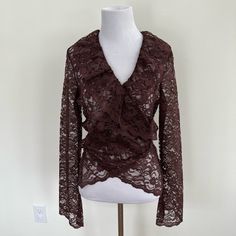 Brown Lace Wrap Top Brand: Moda International Material: Polyester Size: Medium Condition: New Without Tags Lace Wrap Top, Lace Wrap, Wrap Top, Top Brands, Womens Tops, Size Medium, Tags, Lace, Women Shopping