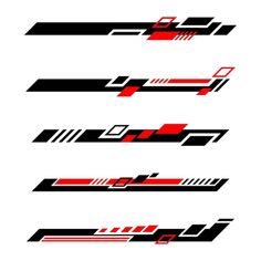 four different types of red and black lines