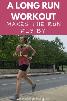 a woman running on the street with text overlay that reads, a long run workout makes