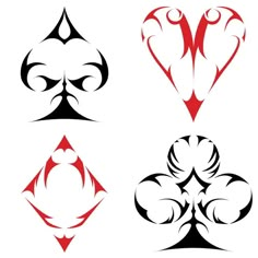 four different types of heart shaped tattoos on white background stock photo - budgetless, easy to use