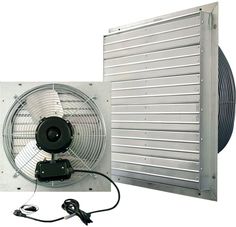 an exhaust fan and power cord attached to the side of a wall mounted heater