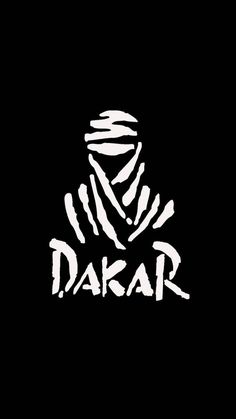 the word dakar written in white on a black background