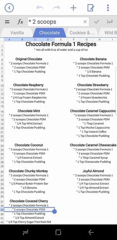 an iphone screen showing the recipe list for chocolates and other desserts on it