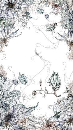 an image of flowers and vines on a white background with the text, i am not sure